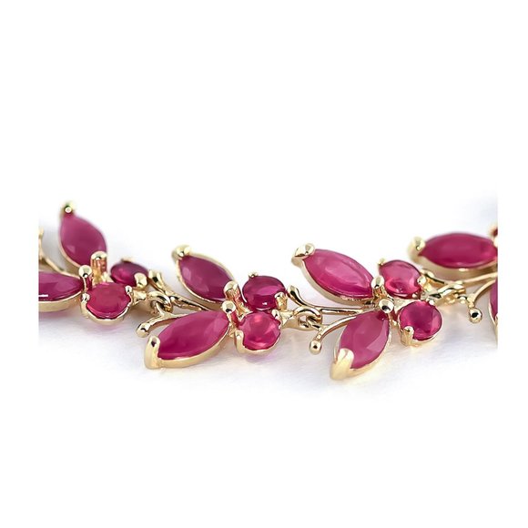 14K. SOLID GOLD BUTTERFLY BRACELET WITH  RUBIES - Picture 6 of 8